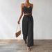 2025 Women's Push-Up Bra Top + Stretch Straight-Leg Pants Holiday Casual Set_ecoleips.com