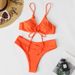 Women's Clothing New Solid Color Lace Bow Split Swimsuit Female Bikini_ecoleips.com