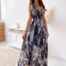 Summer Floral Print Backless Sleeveless Dress With V-Neck For Women, Elegant And Stylish_ecoleips.com