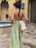 TARUXY Sexy Backless Beach Dress For Women V Neck Splice Folds Long Dresses Womens Party Elegant Bandage Maxi Sundress Female_ecoleips.com
