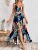 Tropical Print Thigh-High Slit Backless Spaghetti Strap Dress 1056_ecoleips.com
