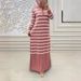 Women's Clothing Knitted Striped Long Fashionable And Elegant Dress_ecoleips.com