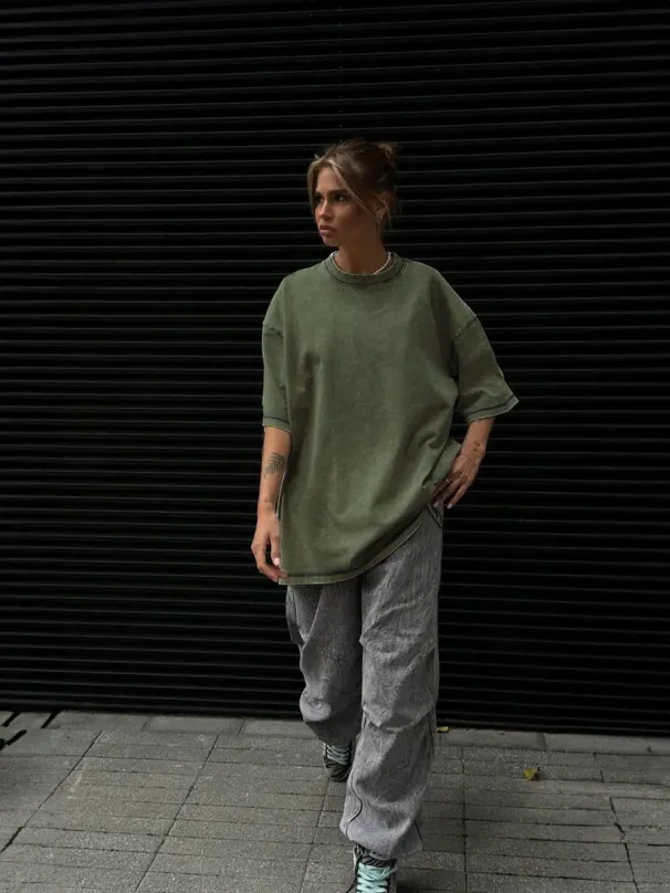 Bornladies 100% Cotton Retro T-shirt Men Women Vintage Short-sleeve Wax Printing T Shirts Solid Color Hip Hop Loose Tees_ecoleips.com