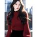 girl Red Half Turtleneck For Women, Autumn Winter Soft And Cozy Lazy Style Inner Wear Top, Zodiac Christmas New Year Knitted_ecoleips.com