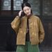 girl 25 Winter New Artistic Ramie Quilted Padded Gourd Pattern Jacket Retro Stand Collar Button Short Women's Cotton Coat_ecoleips.com