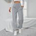 Voya 2026 Women's European And American Simple Straight-Leg Casual Pants Spring/Summer Pocket Design High-Waisted Exercise Fleece-Lined Long Pants_ecoleips.com
