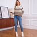 Fair Isle Sweater Women's Geometric Pattern Pullover - Soft Acrylic Knit, Loose Fit, 3D Embroidery, Casual Elegance (Blue/Black/Khaki, S/M/L/XL)_ecoleips.com