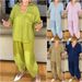 Women's Autumn Fashion V-Neck Top And High-Waisted Pants Set Long Sleeve Casual Two-Piece Solid Color_ecoleips.com