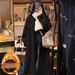 Elegant Double-Faced Wool Coat For Women - Long Loose Fit Trench Coat With Polo Collar, Spring Winter Fashion Outerwear (Beige, Black)_ecoleips.com