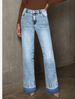 "Women's Slim Fit Flared Jeans - Light Blue Washed Denim With Stitching Detail For Casual Chic"_ecoleips.com