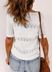 Women's Sexy Knitted Hook Sweater Round Neck Hollow Short Sleeve Top_ecoleips.com