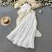 Women's Resort Style Halter Neck Two Piece Set Slimming Elegant Tie Up Vest High Waisted Ruffled Max Skirt Summer Youthful_ecoleips.com