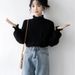 Top: Niche Design For Women, Spring, Autumn, Winter, White Turtleneck Lace Patchwork With Ruffled Edges, Long-Sleeve Bas_ecoleips.com