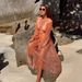 Women's V Neck Mesh Long Sleeve Shiny Seashell Print One Piece Swimsuit European American Style 2025 Sexy Vacation Suit_ecoleips.com
