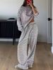 Women's Fashion Casual Suit Striped Long Sleeved Top And High Waisted Trousers Spring Autumn Clothing Set Style_ecoleips.com