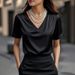 Women’s Satin V-Neck T-Shirt – Elegant Short Sleeve Blouse For Spring & Summer | Soft & Shiny (S-XXL, 7 Colors)_ecoleips.com