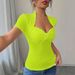 Women's V-Neck Knit Top - Pure & Sexy Style Short Sleeve Tee | Soft Stretch Fabric For Casual & Date Nights_ecoleips.com