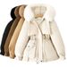 2027 Winter Fashion Parkas Women Drawstring Waist Slim Fit Fur Keep Warm Zipper Hooded Integrated Cotton-Padded Jacket M-3XL_ecoleips.com