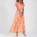 Women's Flowy Floral Print Chiffon Maxi Dress V-Neck Ruffled Hem Beach Dress Elastic Waist Multiple Colors_ecoleips.com