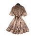 Women's Clothing Retro Palace Fashionable Lace Splicing Tie Waist Dress Lantern Sleeve Slim Temperament A Line Skirt_ecoleips.com