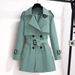 Petite Women's Trench Coat – Slim-Fit Mid-Length British Style Jacket For Casual & Office Wear, Lightweight Polyester, Belted Waist_ecoleips.com
