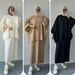 New Loriya Middle Eastern Muslim Thickened Knitted Set, Solid Color And Multi-Color Two-Piece Set_ecoleips.com