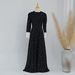 Women's Clothing Modest Abaya Dress Charming Floral Print Dress With Ruffle Trim – Elegant Long Sleeve A-Line Maxi Dress For Women (Boho & Modest)_ecoleips.com