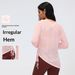 Loose V Neck Long Sleeved Cover Up, Pleated Waist Slimming Sports T Shirt, Lightweight Quick Drying Yoga Top, D26100_ecoleips.com