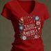 Women's 3D Printed American Flag V-Neck T-Shirt Oversized Casual Soft Polyester Blend Top in Multiple Colors_ecoleips.com