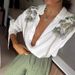 Women's Clothing Shirts Spring And Summer Hollow Printing Loose Button Grid Fashion Tops Women's Shirts_ecoleips.com