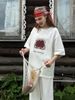 Sunuyoo Summer New Printed T-Shirt 100% Cotton Women's Fashionable O-Neck Loose Short Sleeved Female Casual Cute Top_ecoleips.com
