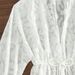Women's Beach Swimsuit Sun Protection Dress European American Style Popular Sexy Semi Sheer Long Sleeves Waist Tie Ruched Design_ecoleips.com