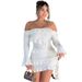 Voya Women's Autumn New European And American Women's Fashion Long Bell Sleeve Off-Shoulder Ruffle Ribbon Short Dress_ecoleips.com