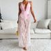 Women's Clothing Beach Long Dress Bikini Lace Deep V Leak Back Strap Sexy One Piece Swimsuit Women_ecoleips.com