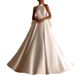 Women's Clothing Light Luxury High End Satin Wedding Dress Simple Sexy Front Slit Bride Out Of The Veil Classic Halter Neck Evening Dress_ecoleips.com