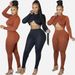 "Women's Long Sleeve Crop Top & Slim Fit Pants Two-Piece Set – Elegant Pleated Ruffles Outfit"_ecoleips.com