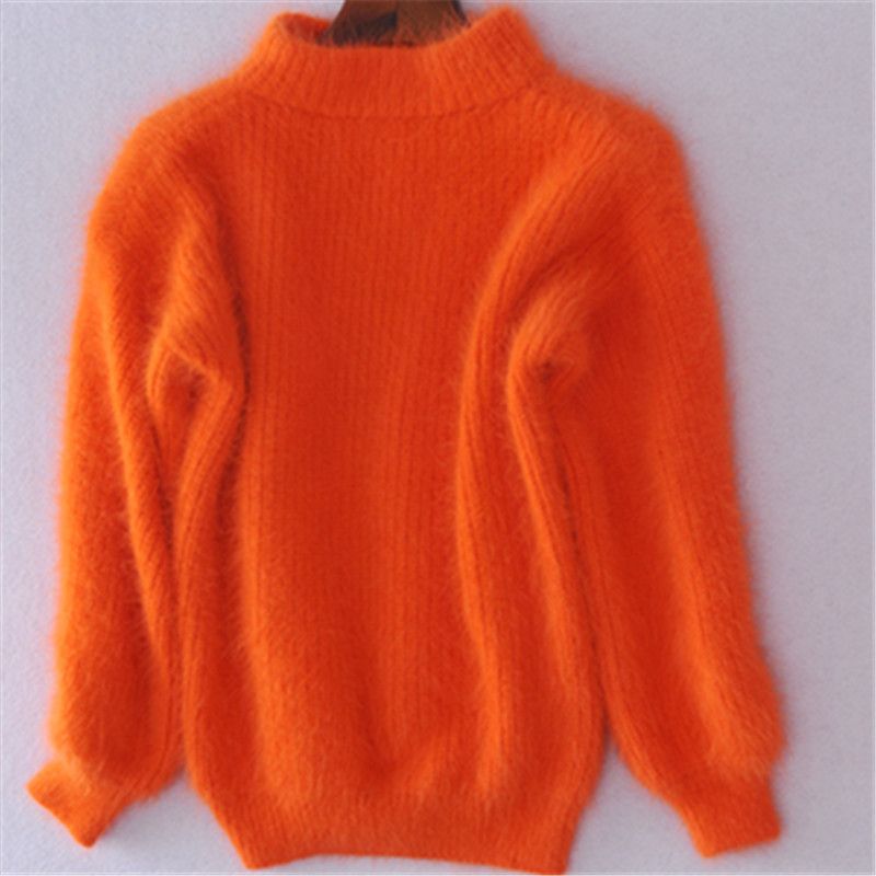 Oversized Lantern Sleeve Sweater – Women’s Mock Neck Acrylic Knit In 12 Colors (Korean-Inspired)_ecoleips.com