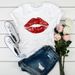 Independent Website Cross-border Supply Colorful Lips Plus-size T-shirt White Round-neck Base Shirt Top Women's T-shirt_ecoleips.com