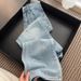 Women’s Light Blue Bow Embroidery High Waist Wide Leg Jeans, Casual Loose Denim Pants For Daily & Streetwear_ecoleips.com