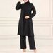 Muslim Women's Clothing Cross-Border Spring Autumn New Solid Color Round Neck Sequin Long Sleeve Shirt And Pants Fashion_ecoleips.com