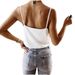 Women's Clothing Solid Color Suspenders New Lace Patchwork V Neck Low Cut Slim Fit Small Suspenders_ecoleips.com