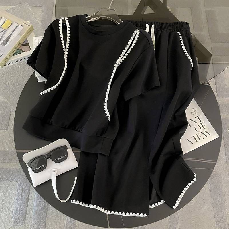 Women's Clothing Temperament Fashion Casual Short Sleeved Suit Small Loose Slim Sports Two Piece Suit_ecoleips.com