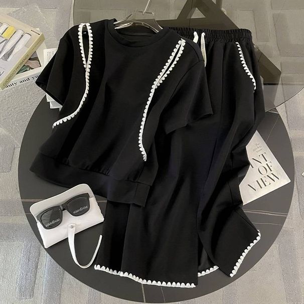 Women's Clothing Temperament Fashion Casual Short Sleeved Suit Small Loose Slim Sports Two Piece Suit_ecoleips.com