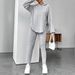 Women's Plus Size Solid Color Knit Sweater & Straight Leg Pants Set – Stylish Casual Outfit For Streetwear & Everyday Wear (0XL-5XL, Multiple Colors)_ecoleips.com