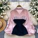Elegant French-Inspired Layered Blouse With Ruffle Lantern Sleeves & Peplum Hem – Office & Casual Wear (White/Blue/Black/Pink)_ecoleips.com