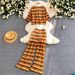 Women's Relaxed Striped Knit Top And Wide Leg Pants Two-Piece Set Fashionable Summer Outfit_ecoleips.com