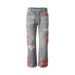 2027 Fashion American Retro Hip-Hop Jeans Women Cotton Mid Waist Embroidery Splicing Broken Hole Washed Do Old Vintage Straight Type Denim Pants_ecoleips.com