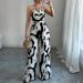 Women's Clothing Zebra Pattern Suspender Jumpsuit Spring And Summer Lace Wide Leg Trousers Women's Clothing_ecoleips.com