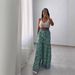 European And American Women's 2025 New Positioning Printed High Waist Lace-up Rubber Wide Leg Pants All-match Casual Pants_ecoleips.com
