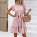 Women's Clothing Elegant Midi Dress Polka Dot Lotus Leaf Sleeve A-Line Skirt Lace-Up Summer American Style_ecoleips.com